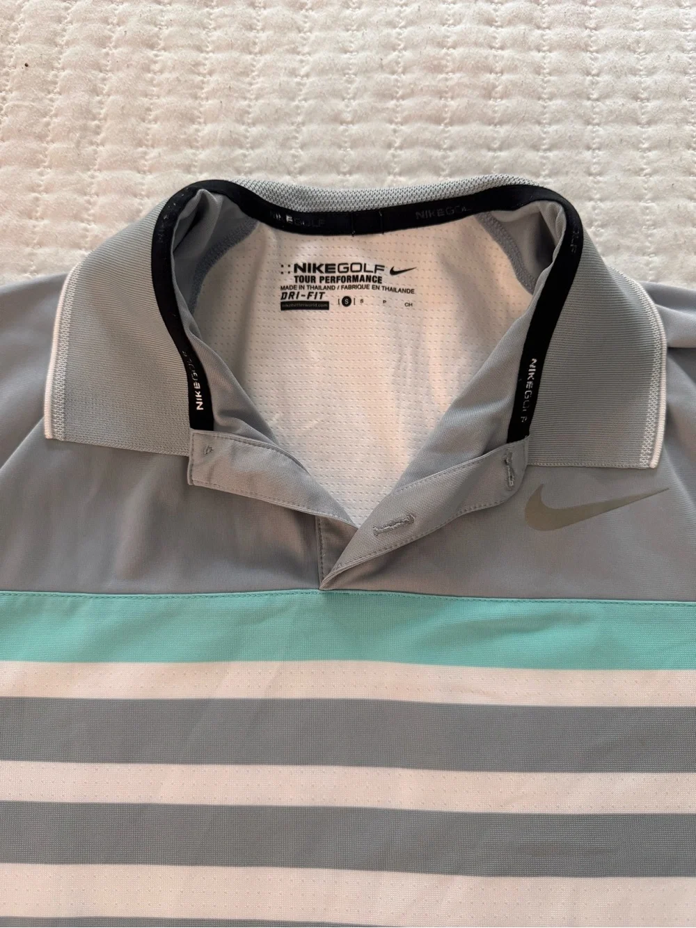 Nike grey striped Golf Tour Performance Dri-FIT polo- Size S